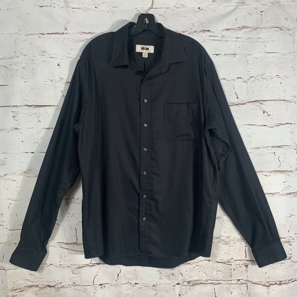 Joseph Abboud Black Egyptian Cotton Button Up Shirt 17.5 40 Long Sleeve Mens